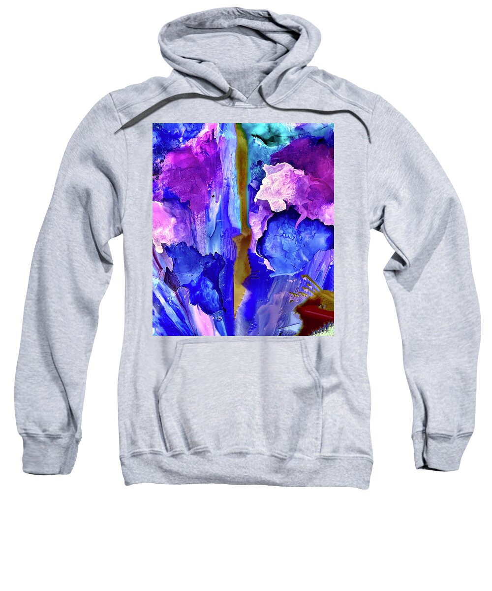 Iris Sweatshirt featuring the painting Irises Road by Tommy McDonell