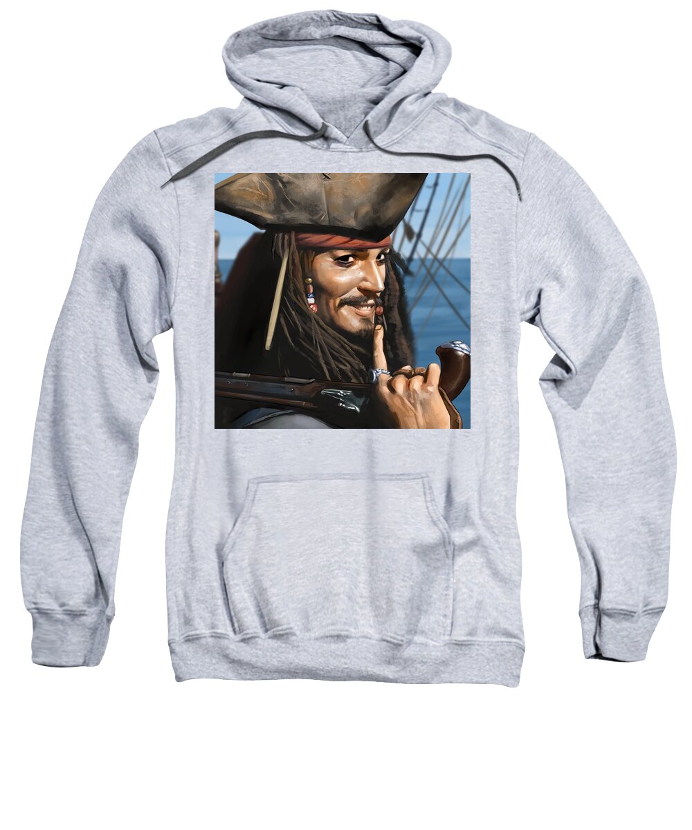 Pirates Of The Caribbean Sweatshirt featuring the digital art Jack Sparrow by Darko B