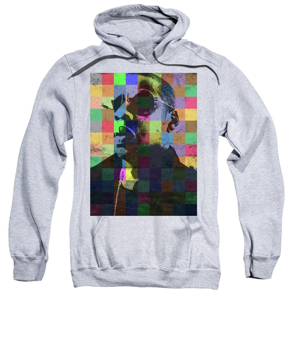 Jay Z Sweatshirt featuring the mixed media Jay Z Pop Art Patchwork Portrait by Design Turnpike
