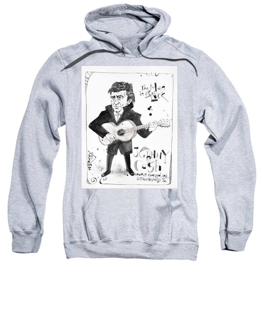  Sweatshirt featuring the drawing Johnny Cash by Phil Mckenney