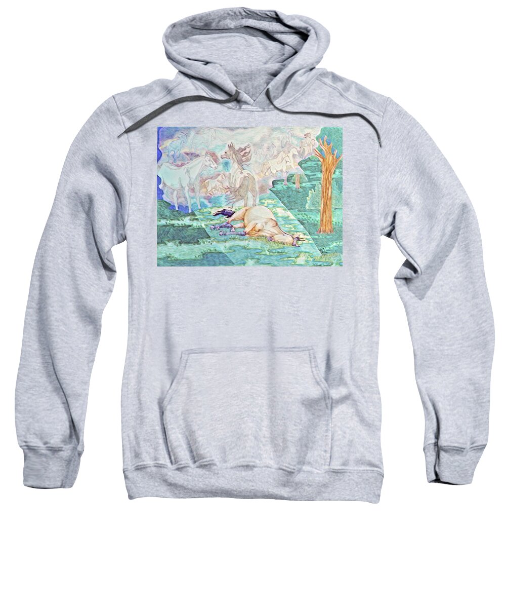 Horse Death Sweatshirt featuring the drawing Journey Home II by Equus Artisan