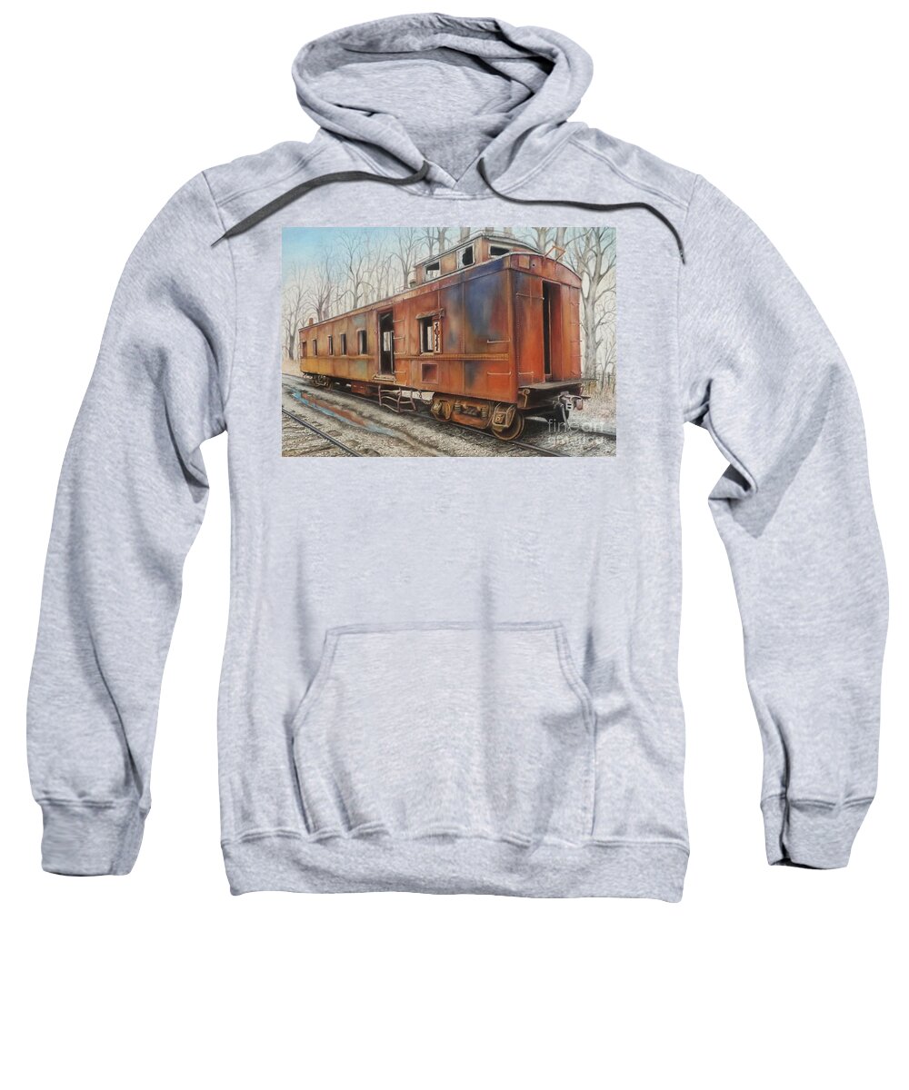 Caboose Sweatshirt featuring the drawing Just Needs Buffing by David Neace