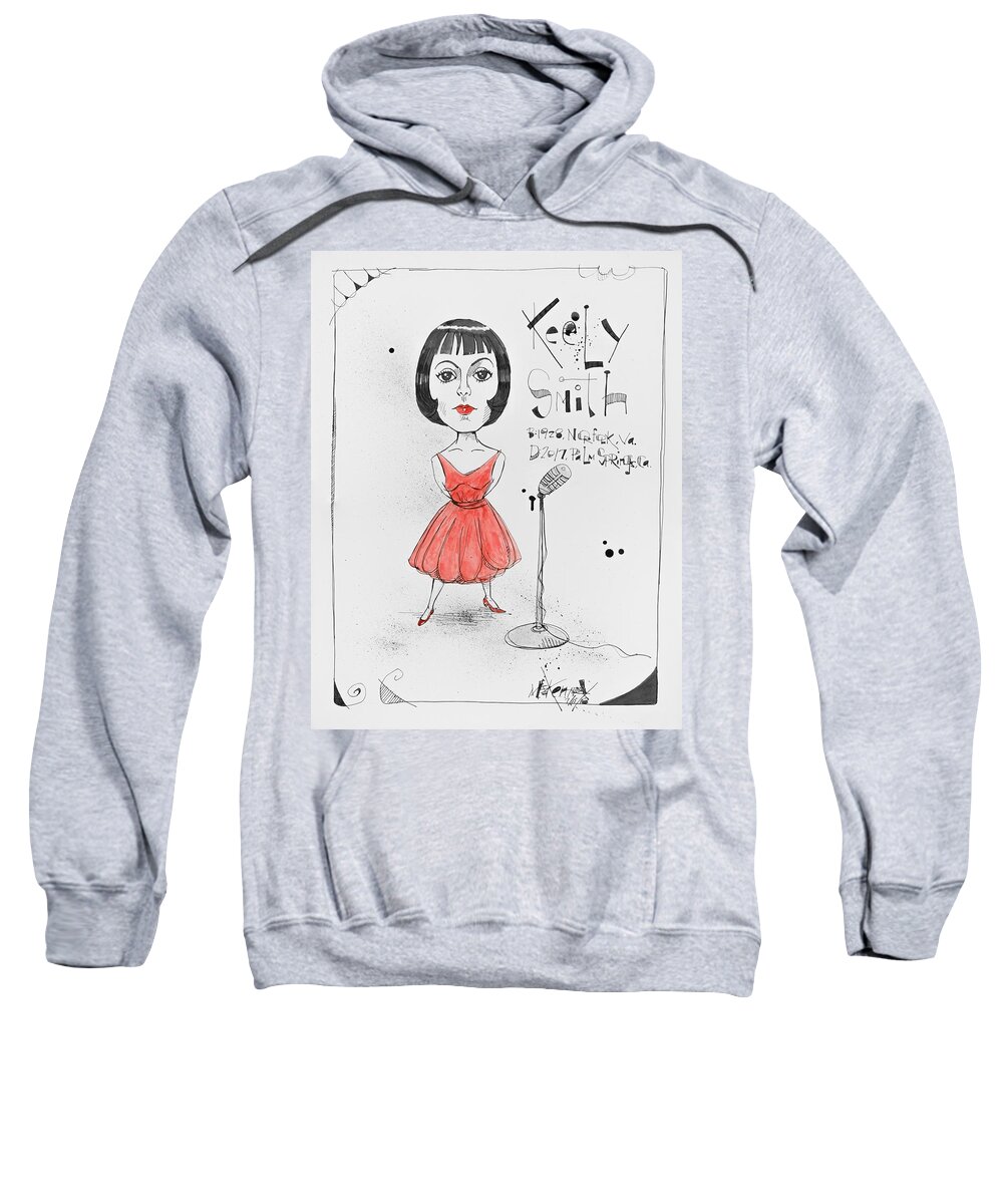  Sweatshirt featuring the drawing Keely Smith by Phil Mckenney