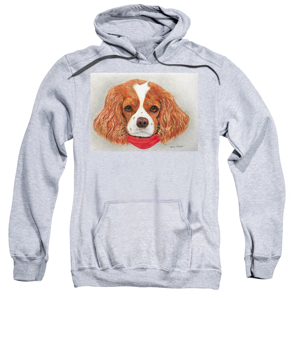 Brown Sweatshirt featuring the drawing King charles spaniel by Tim Ernst