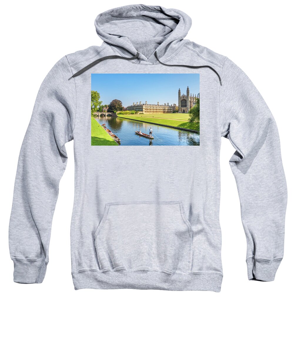 Kings College Sweatshirt featuring the photograph Kings College Cambridge, Punting on the River, Cambridge, England by Neale And Judith Clark