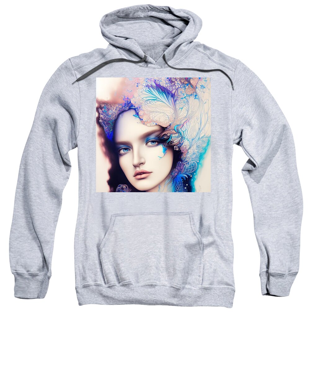 Digital Sweatshirt featuring the digital art Lady In Blue by Beverly Read