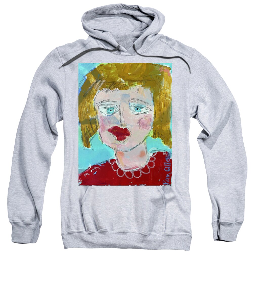 Lips Sweatshirt featuring the painting Lady In Red by Pam Gillette