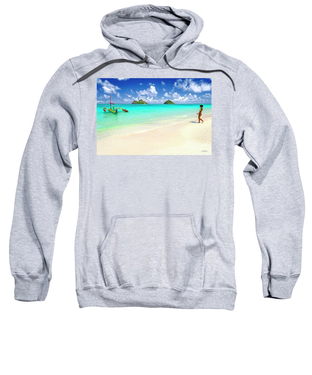 Lanikai Beach Sweatshirt featuring the photograph Lanikai Beach Paradise by Aloha Art