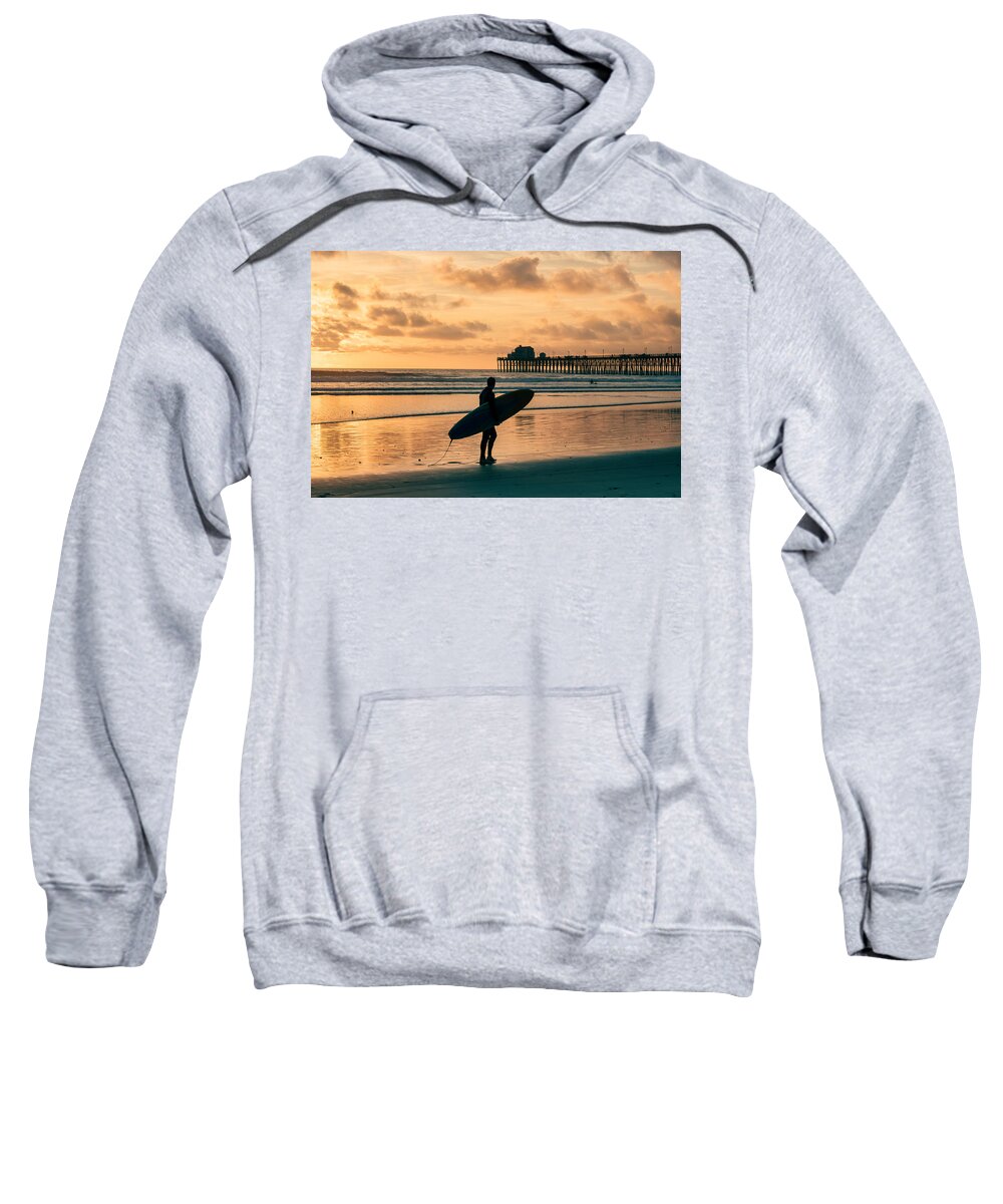 Surf Sweatshirt featuring the photograph Last Surf Session by Alison Frank