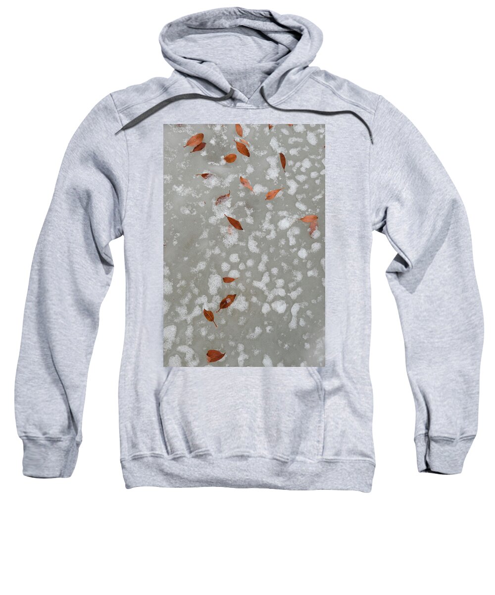 Leaves Sweatshirt featuring the photograph Leaves On Winter Ice by Karen Rispin