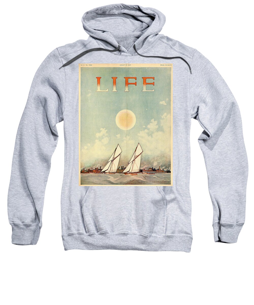 Boats Sweatshirt featuring the mixed media Life Magazine Cover, August 15, 1907 by Valentine Sandberg