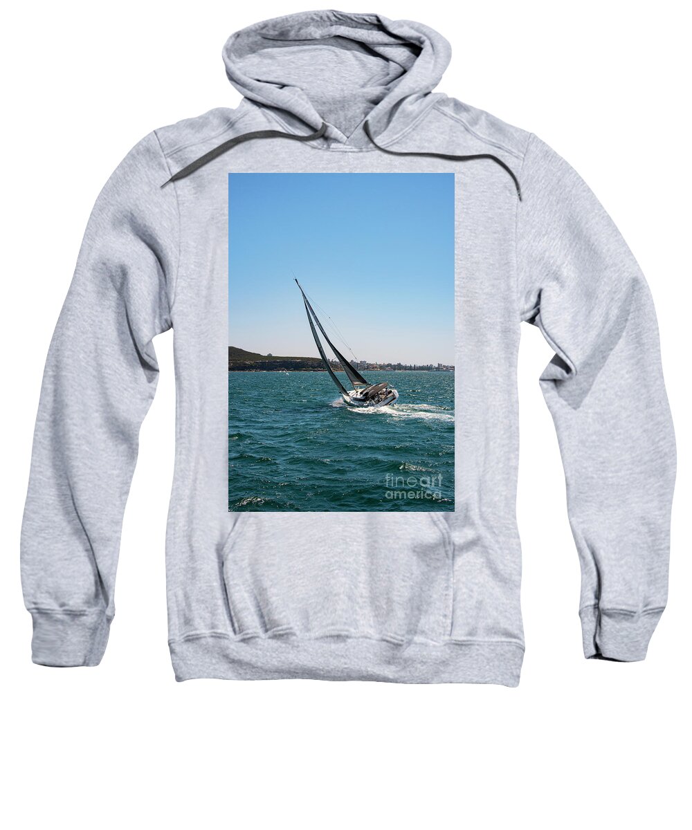 Sydney Sweatshirt featuring the photograph Listing Sailboat in Sydney Harbour by Bob Phillips