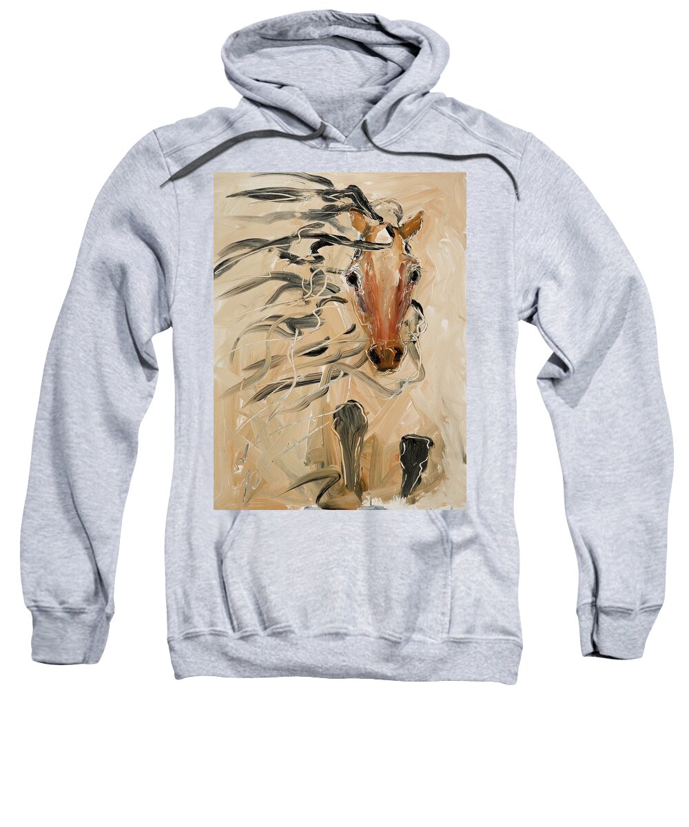 Wild Horses Sweatshirt featuring the painting Look Out by Elizabeth Parashis