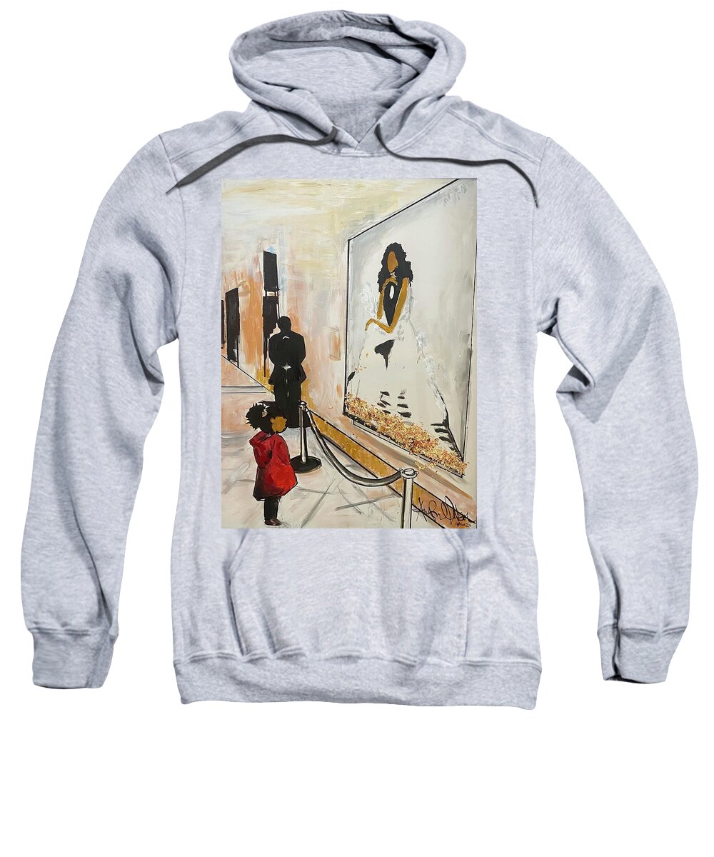  Sweatshirt featuring the painting Looking up at Greatness by Angie ONeal