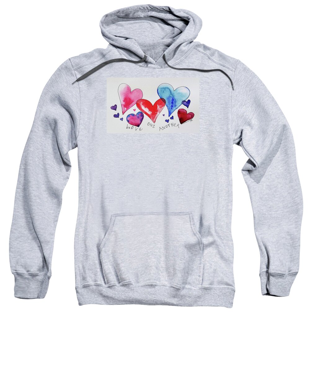 Hearts Sweatshirt featuring the painting Love One Another by Sue Kemp