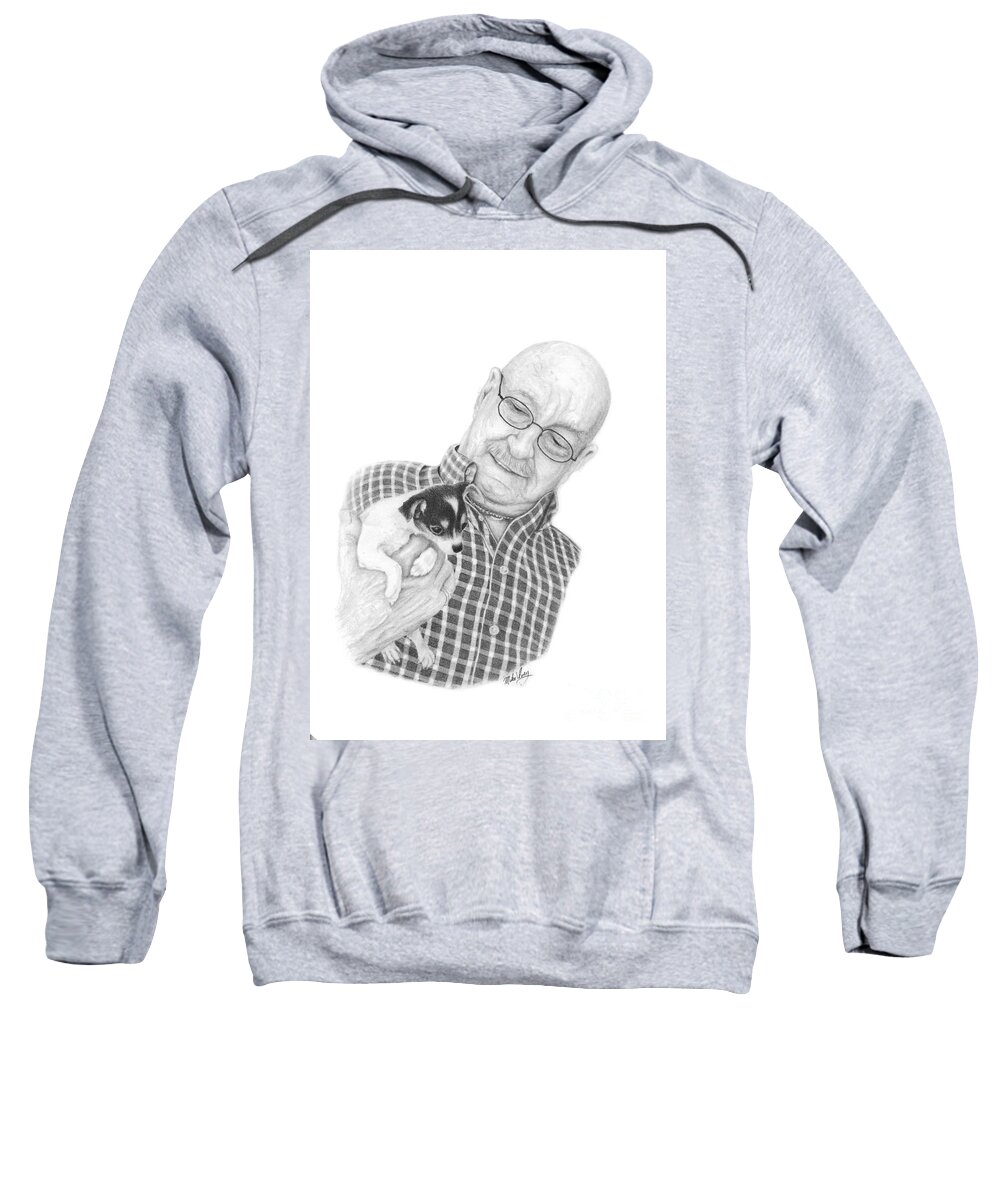 Portrait Sweatshirt featuring the drawing Man and His Dog by Mike Ivey