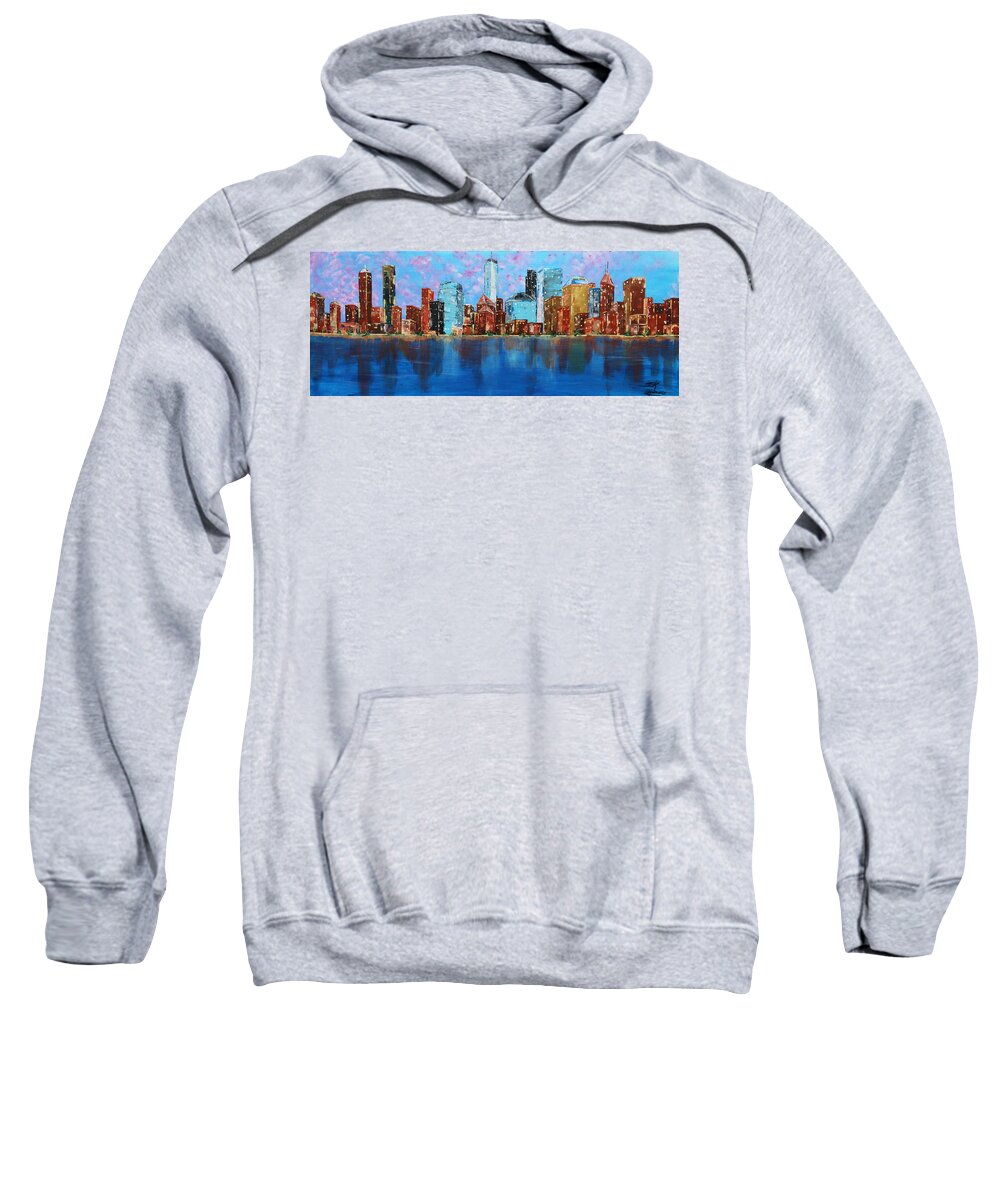 Manhattan Sweatshirt featuring the painting Manhattan NY by Brent Knippel