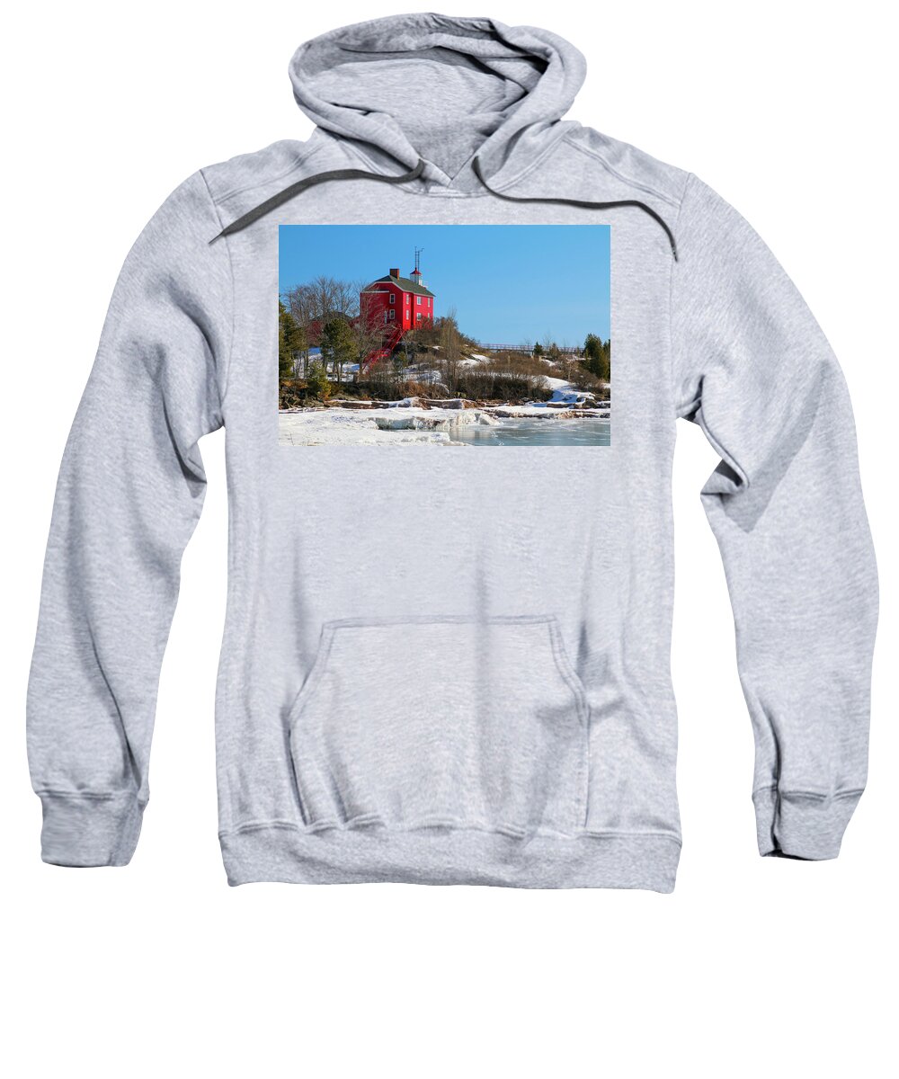 Landscape Sweatshirt featuring the photograph Marquette Harbor Lighthouse by Deb Beausoleil