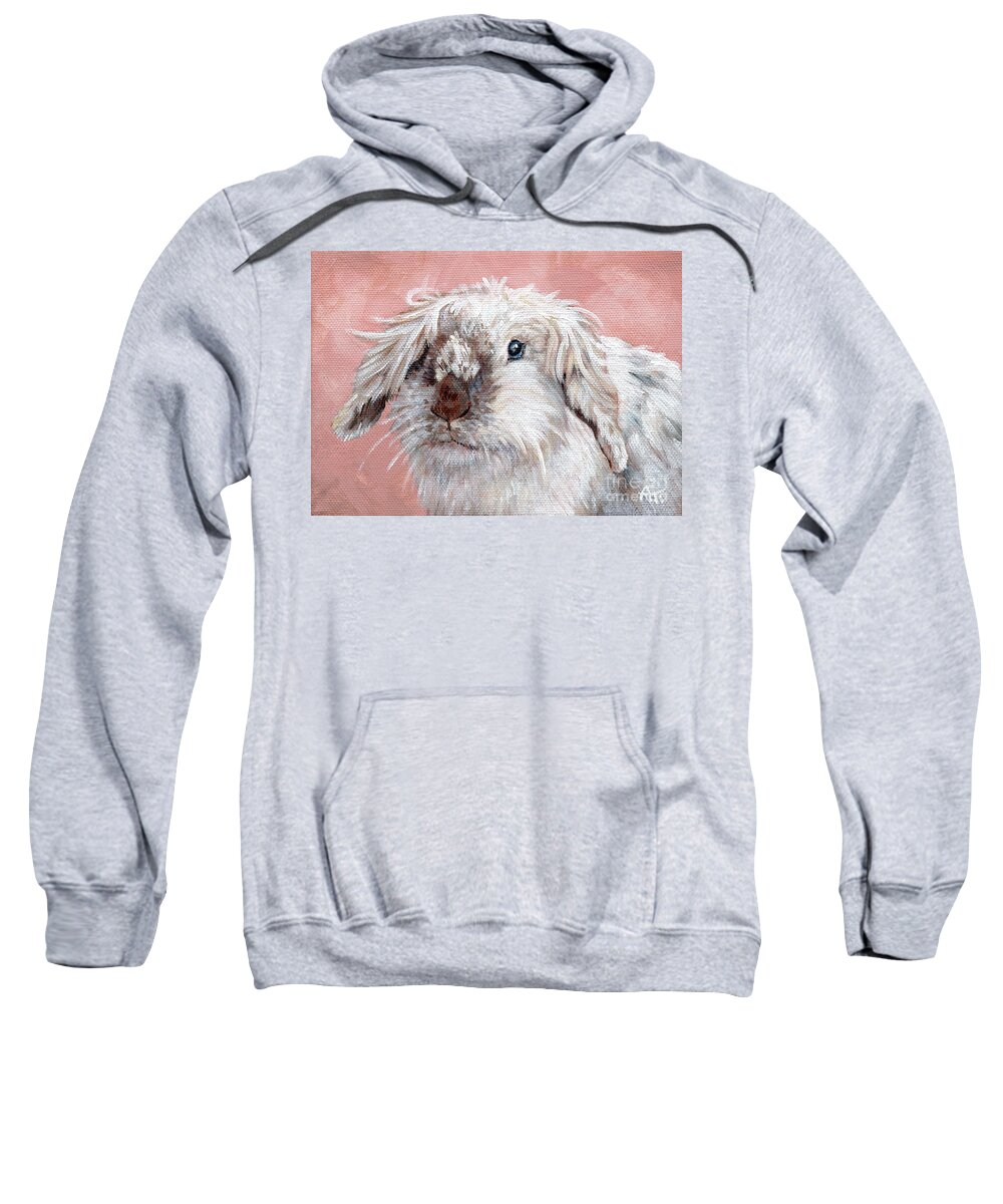 Rabbit Painting Sweatshirt featuring the painting Marshmallow - Bunny Painting by Annie Troe