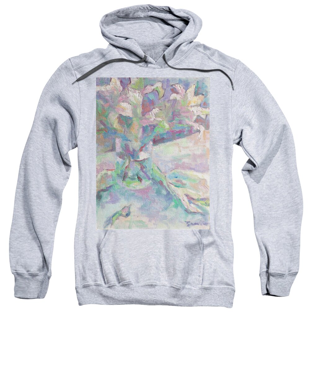 French Impressionism Sweatshirt featuring the painting Mary's Lilies by Srishti Wilhelm
