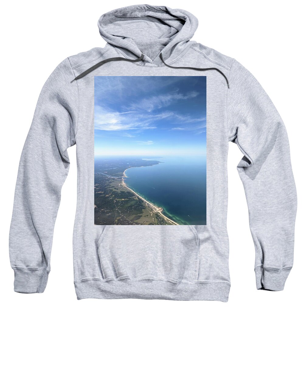 Aerial Photography Sweatshirt featuring the photograph Mass Coast Skies by Annalisa Rivera-Franz