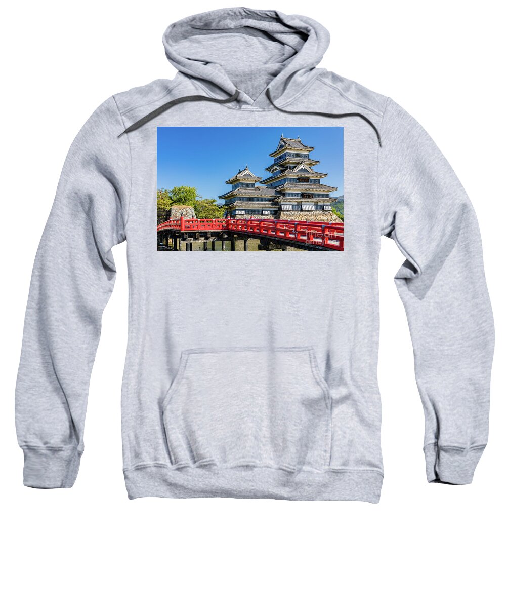 Castle Sweatshirt featuring the photograph Matsumoto castle and bridge by Lyl Dil Creations