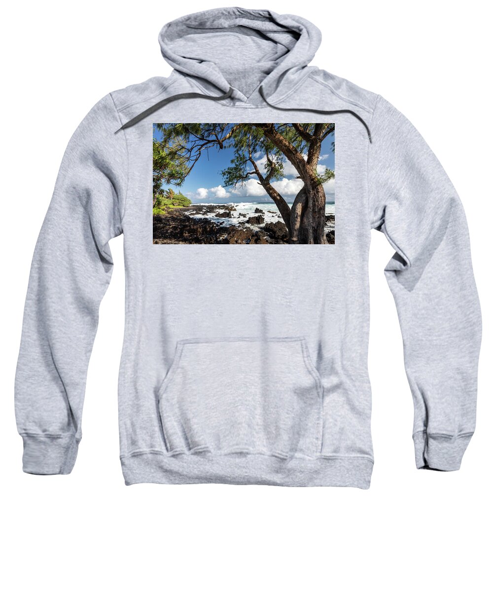 Wave Sweatshirt featuring the photograph Maui Ocean Trees by Craig A Walker
