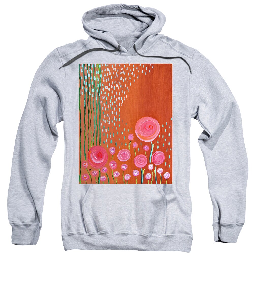 Flowers Sweatshirt featuring the painting May Flowers by Cori by Corinne Carroll