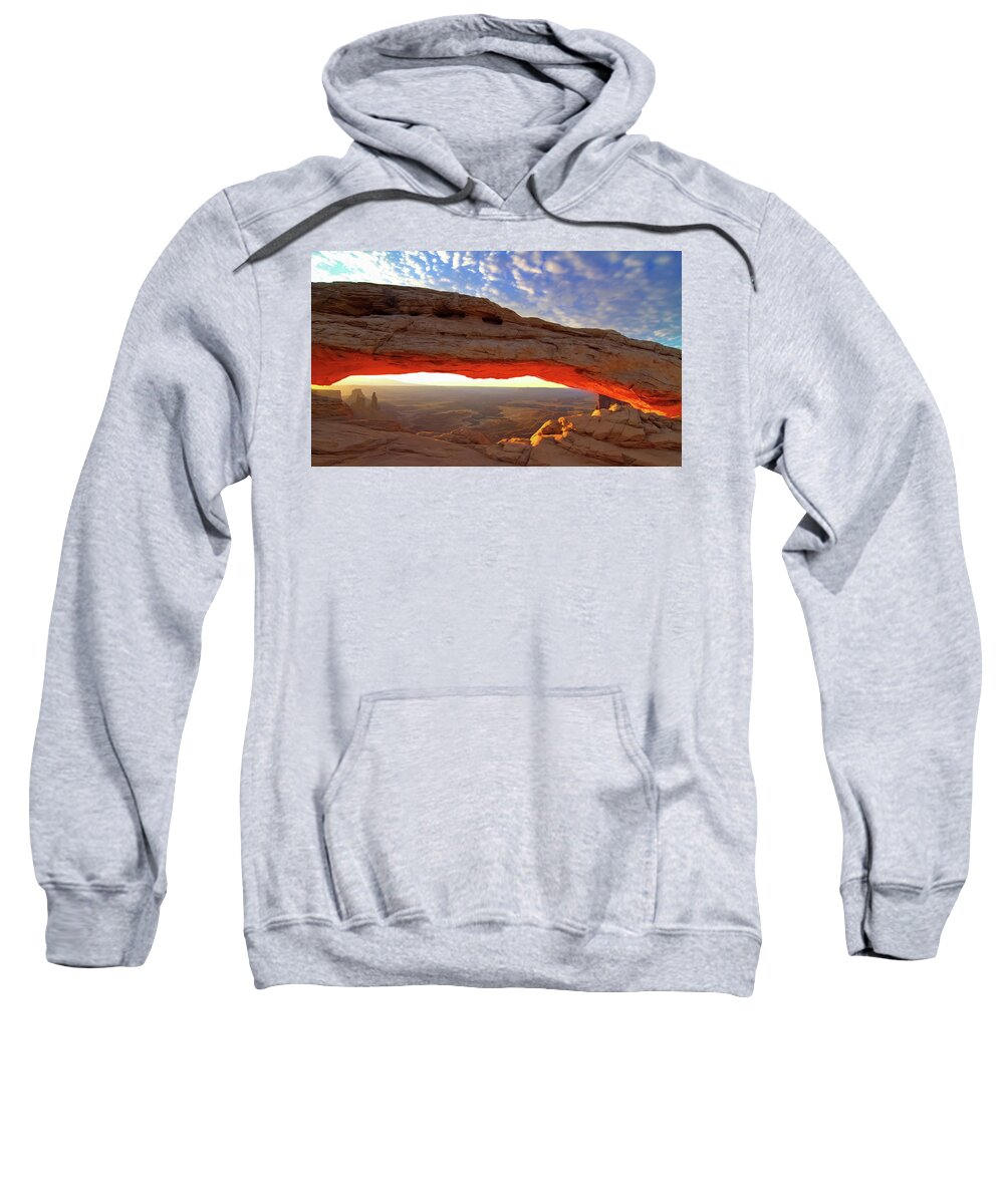Mesa Arch Sweatshirt featuring the photograph Mesa Arch Sunrise by Bob Falcone