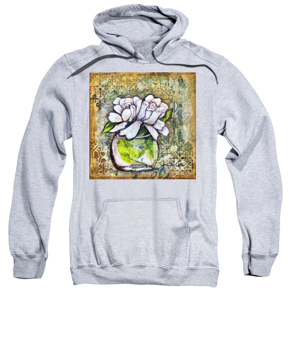 Gardenias Sweatshirt featuring the mixed media Mimas Gardenias by Janis Lee Colon