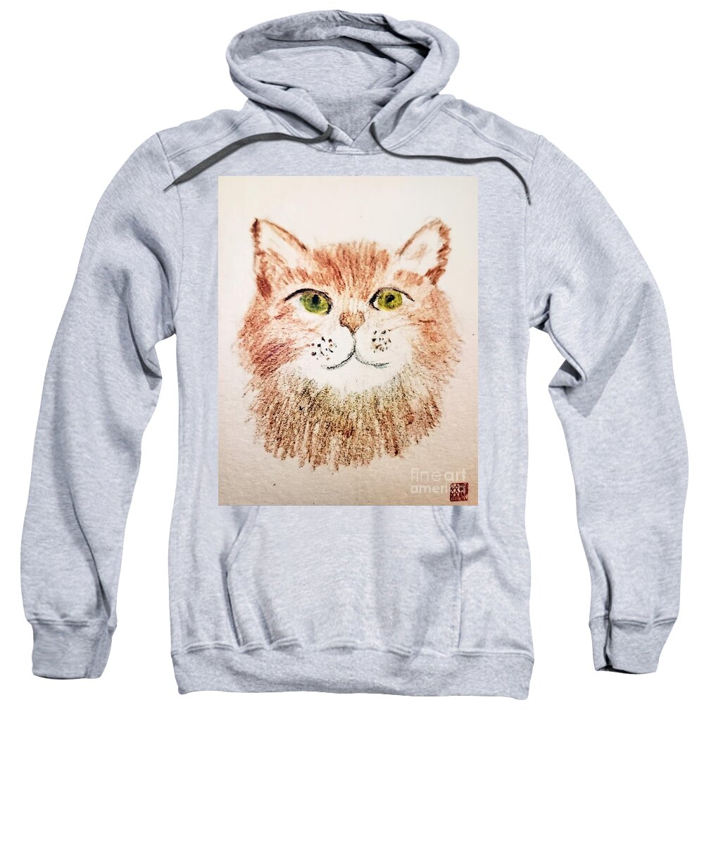  Sweatshirt featuring the painting Miss Kitty by Margaret Welsh Willowsilk
