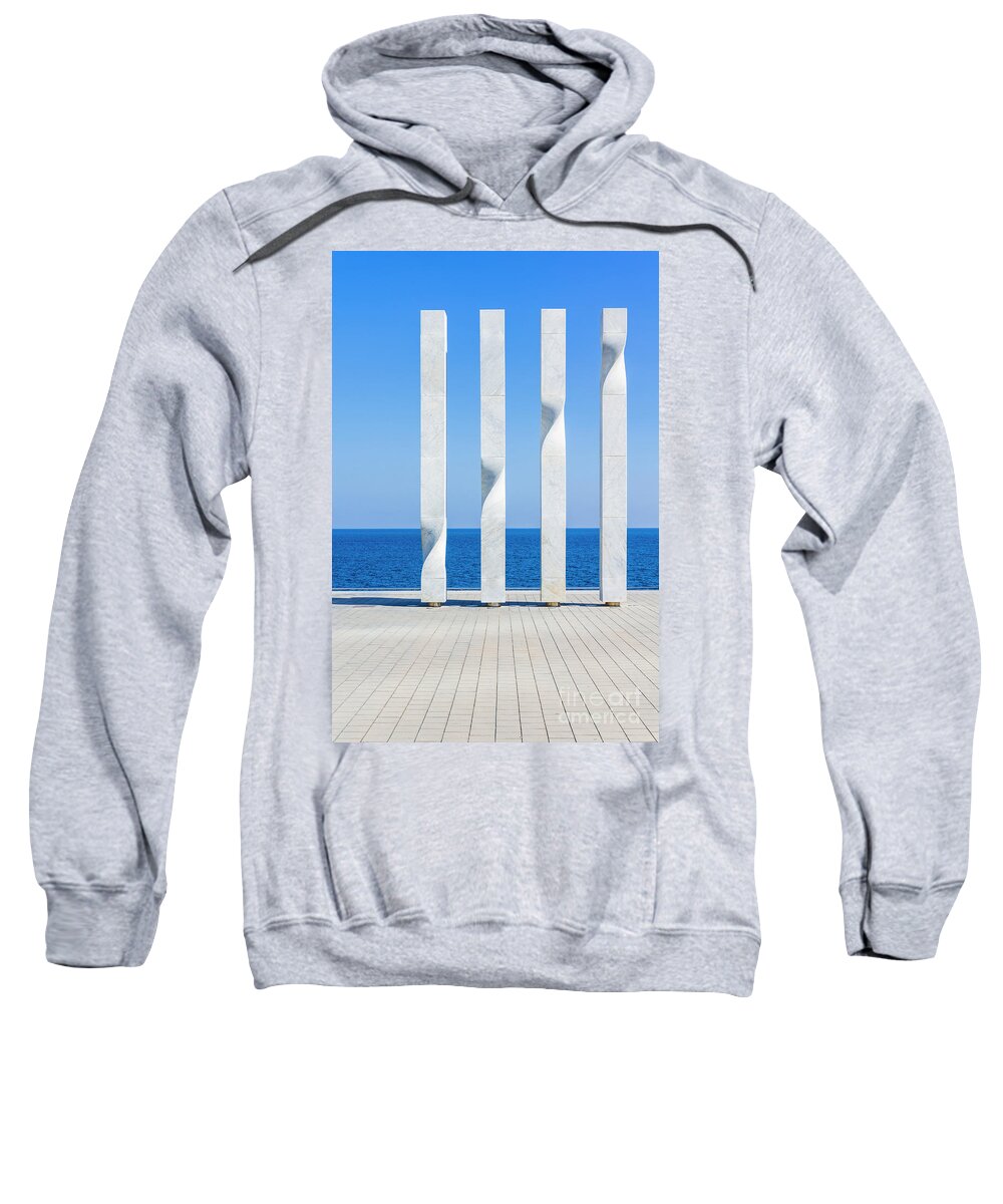Four Posts Sweatshirt featuring the photograph Modern art sculpture, Barcelona by Neale And Judith Clark