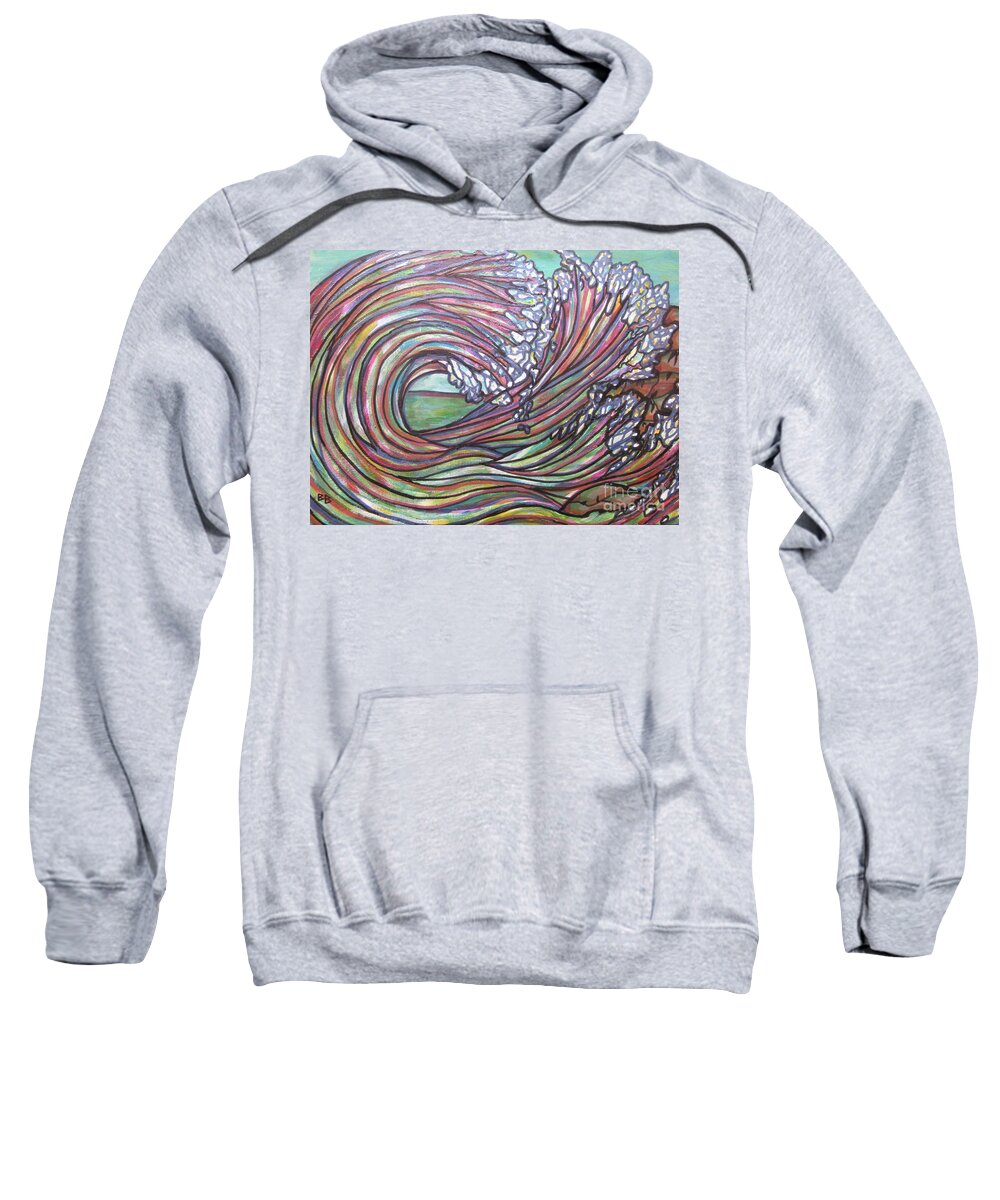 Water Waves Wave Landscape Abstract Modern Seascape Sweatshirt featuring the painting Modern Wave by Bradley Boug