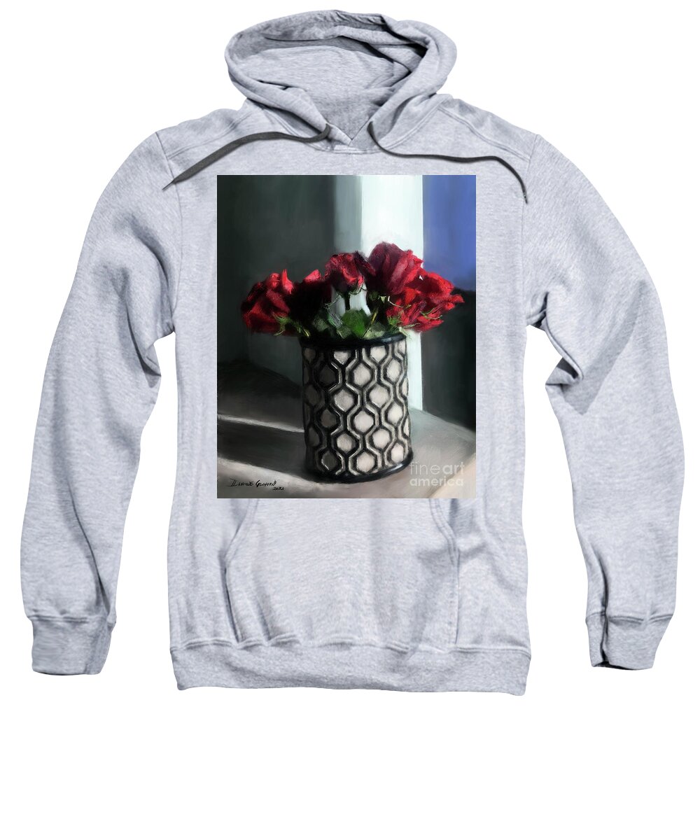 Dwayne Glapion Sweatshirt featuring the digital art Moonlit Roses by Dwayne Glapion