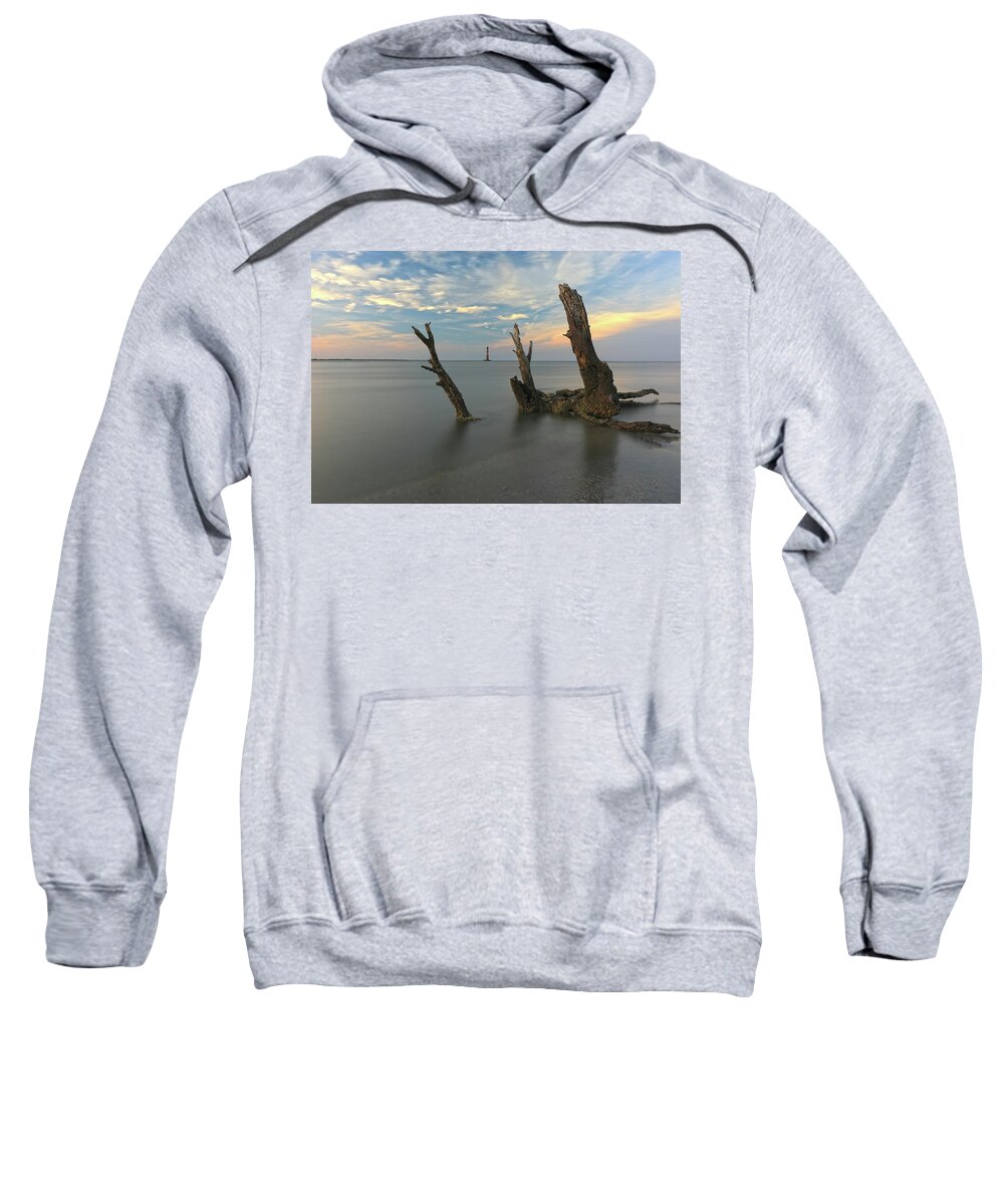 Morris Island Lighthouse Long Exposure Sweatshirt featuring the photograph Morris Island Lighthouse Long Exposure by Dan Sproul