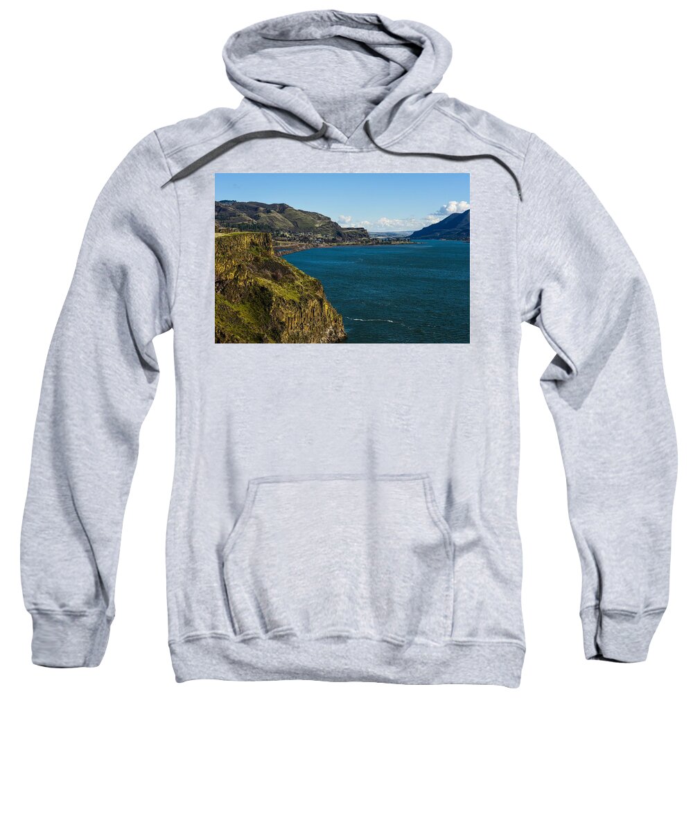 Mossy Cliffs On The Columbia Sweatshirt featuring the photograph Mossy Cliffs on the Columbia by Tom Cochran