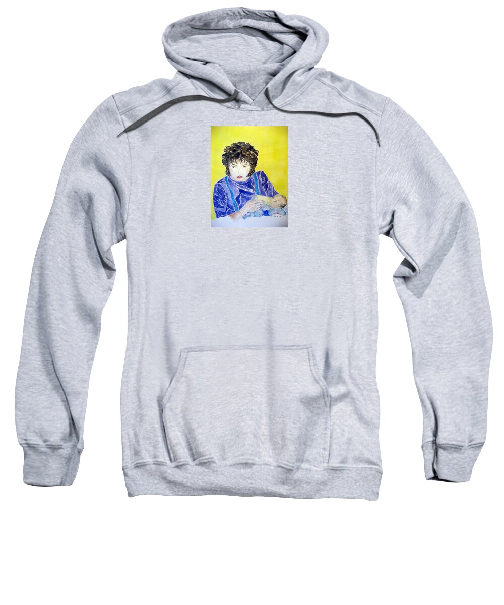 Watercolor Sweatshirt featuring the painting Mother of Lore by John Klobucher