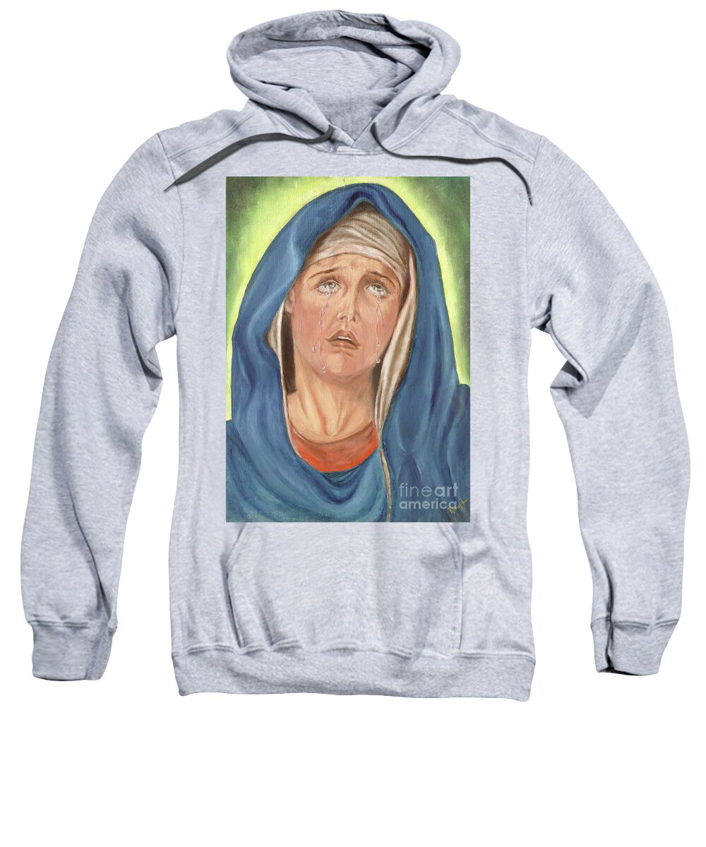 Virgin Mary Sweatshirt featuring the painting Mother of Sorrows by Remy Francis