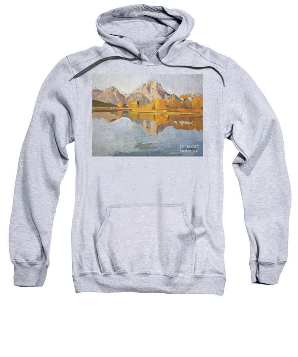 Jackson Hole Sweatshirt featuring the painting Mount Moran - Grand Tetons National Park, Jackson Hole, Wyoming by Paul Strahm