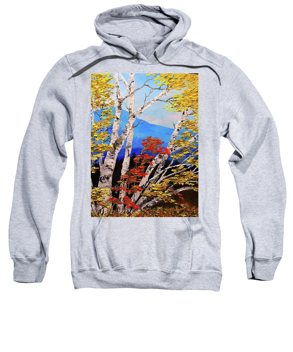  Sweatshirt featuring the painting Mountain Autumn by Peggy Miller