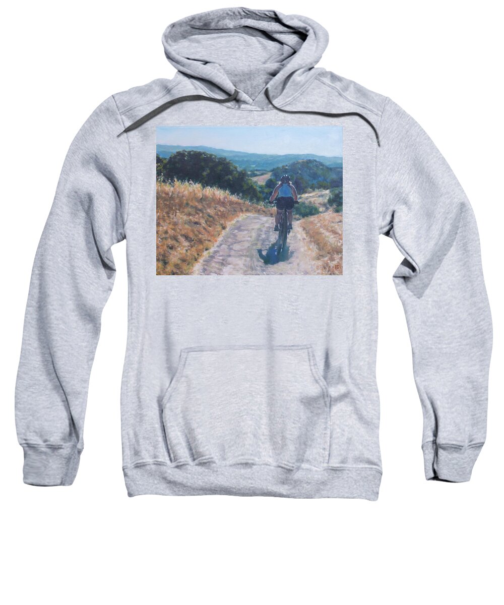 Mount Diablo Sweatshirt featuring the painting Mountain Biker by Kerima Swain