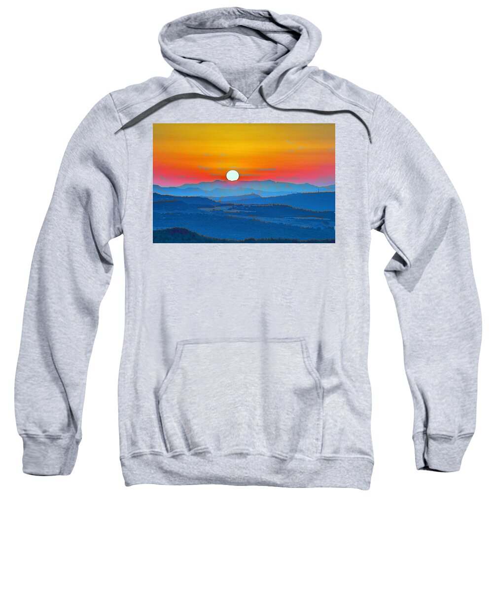 Landscape Sweatshirt featuring the painting Mountain Sunset Abstract by Chris Armytage