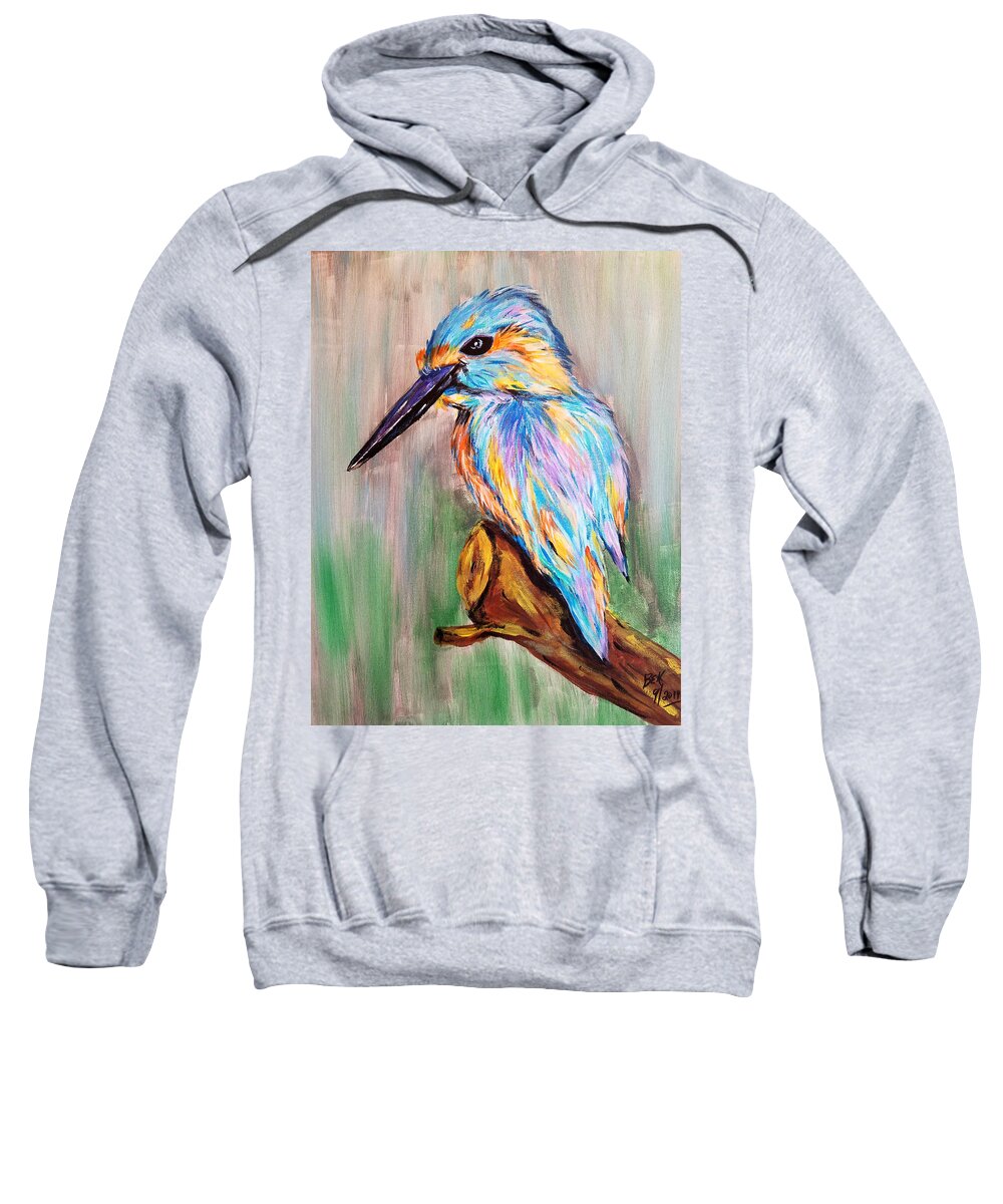 King Fisher Sweatshirt featuring the painting Mr King Fisher by Brent Knippel