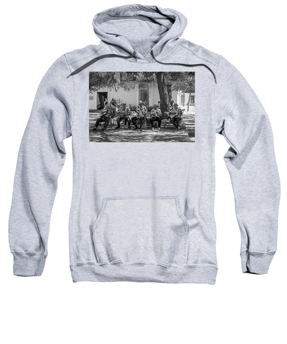 Musicians In The Park Sweatshirt featuring the photograph Musicians in the Park by Paul Bartell