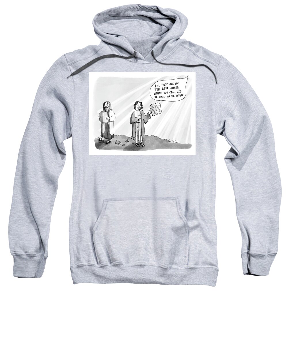 Captionless Sweatshirt featuring the drawing My Ten Best Jokes by Maddie Dai