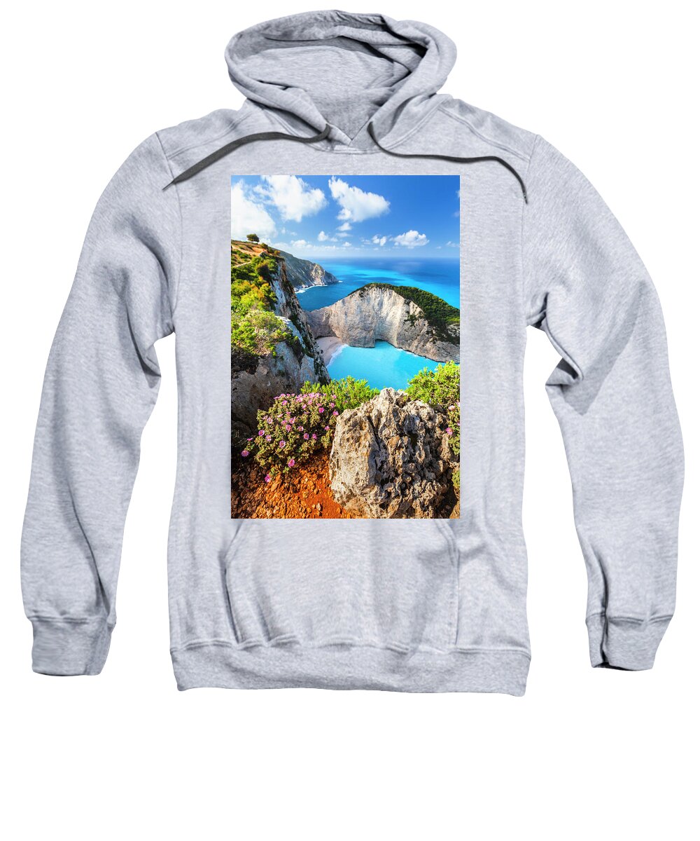 Greece Sweatshirt featuring the photograph Navagio Bay by Evgeni Dinev