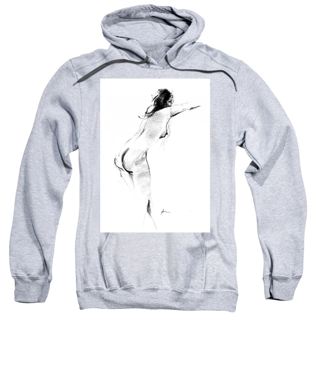 Nude Sweatshirt featuring the drawing Nude 012 by Ani Gallery