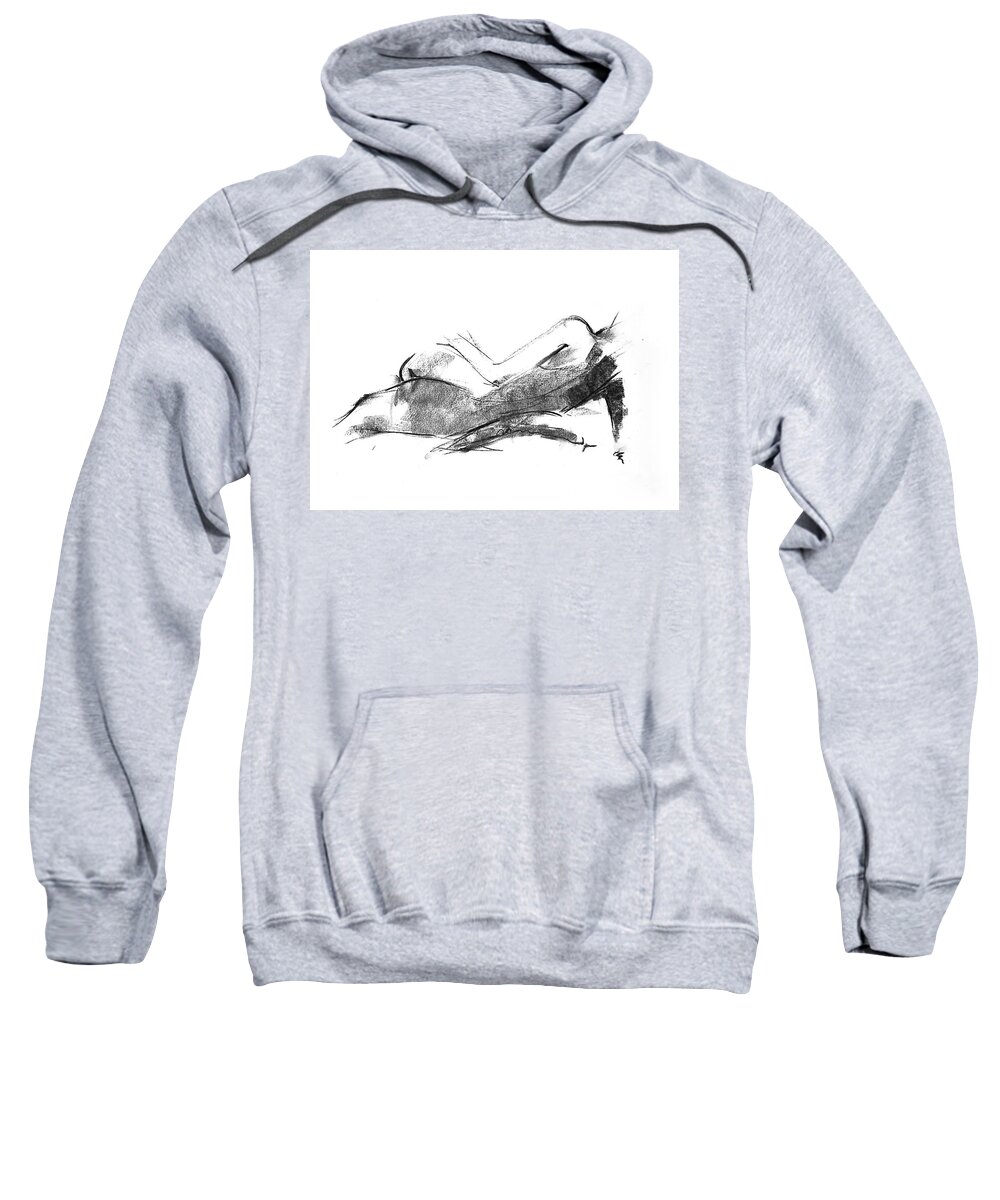 Nude Sweatshirt featuring the drawing Nude 019 by Ani Gallery