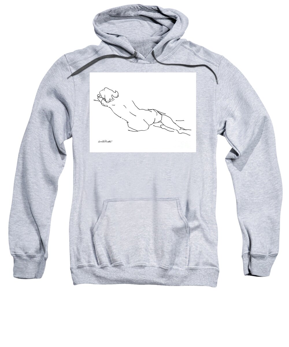 Female Sweatshirt featuring the drawing Nude Female Drawings 9 by Gordon Punt