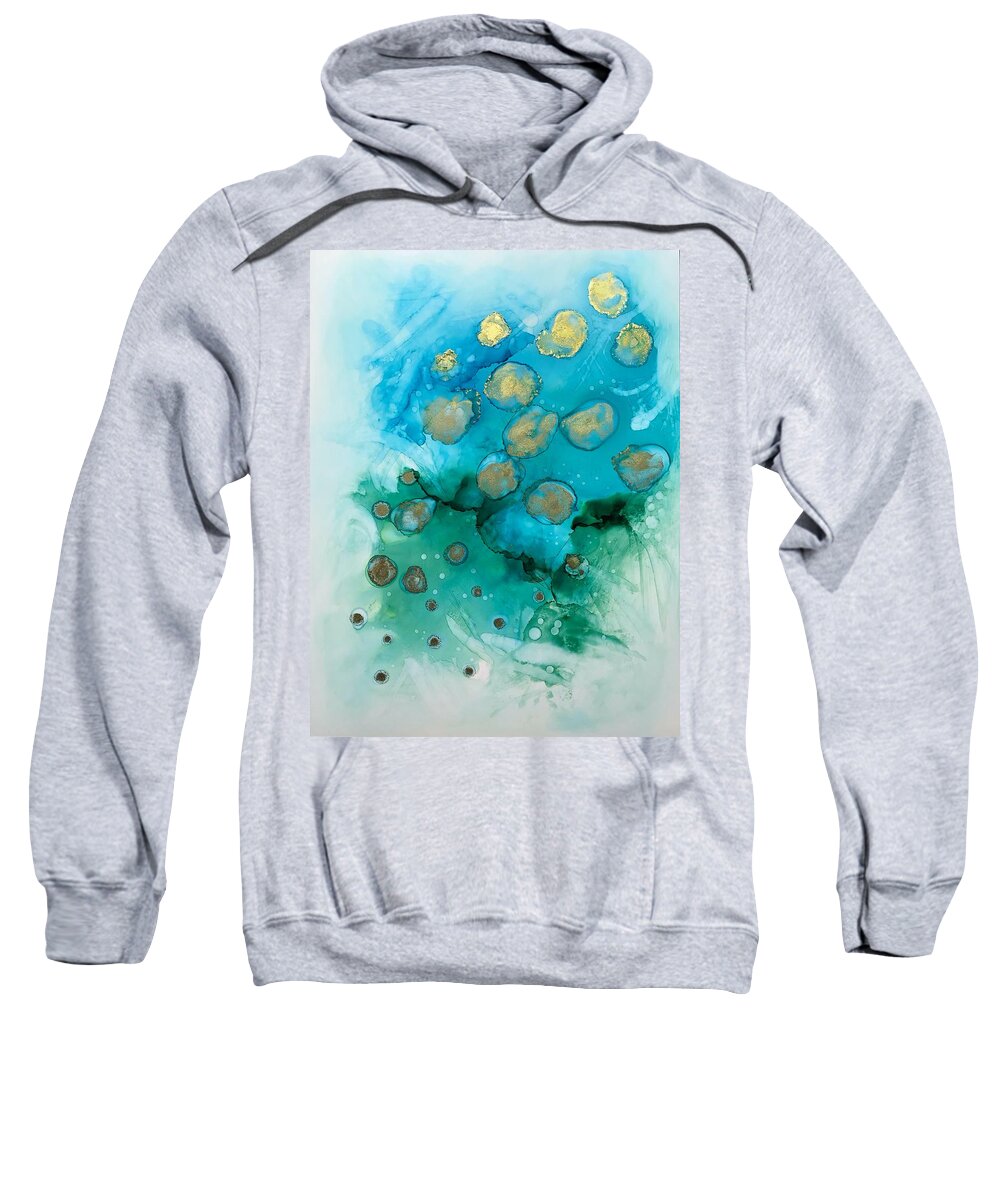 Ocean Sweatshirt featuring the painting Ocean - Alcohol Ink Painting by Marianna Mills